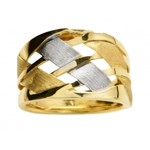 Złoty pierścionek z żółtym i białym złotem